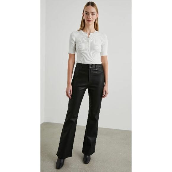 Rails Sunset High Rise Slim Flare Jeans Coated Noir - Picture 1 of 12
